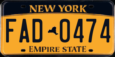 NY license plate FAD0474
