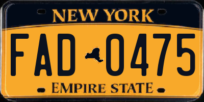 NY license plate FAD0475