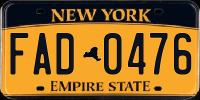 NY license plate FAD0476