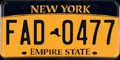 NY license plate FAD0477
