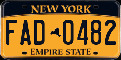 NY license plate FAD0482