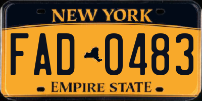 NY license plate FAD0483