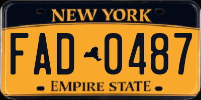 NY license plate FAD0487