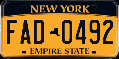 NY license plate FAD0492