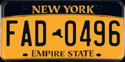 NY license plate FAD0496