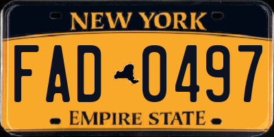 NY license plate FAD0497