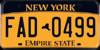 NY license plate FAD0499