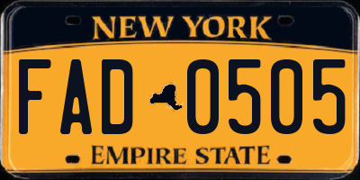 NY license plate FAD0505