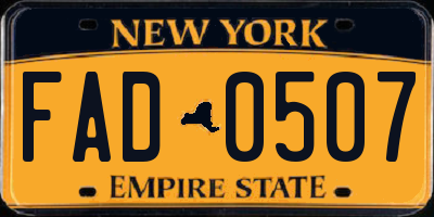 NY license plate FAD0507