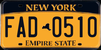 NY license plate FAD0510