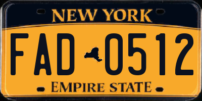 NY license plate FAD0512