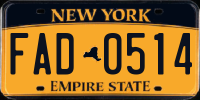 NY license plate FAD0514