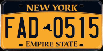 NY license plate FAD0515