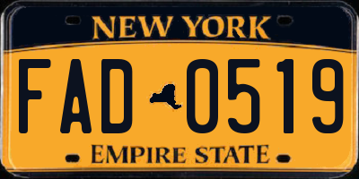 NY license plate FAD0519