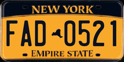 NY license plate FAD0521