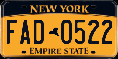 NY license plate FAD0522