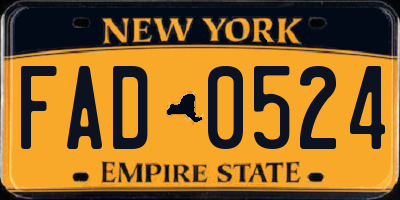 NY license plate FAD0524