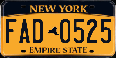 NY license plate FAD0525