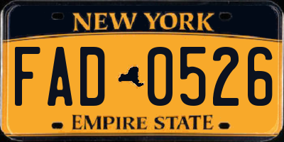 NY license plate FAD0526