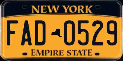 NY license plate FAD0529