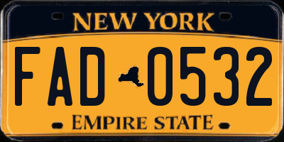 NY license plate FAD0532