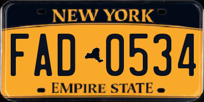 NY license plate FAD0534