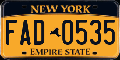 NY license plate FAD0535