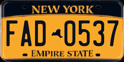 NY license plate FAD0537