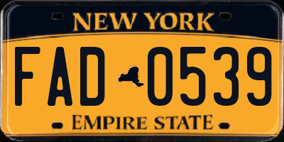 NY license plate FAD0539