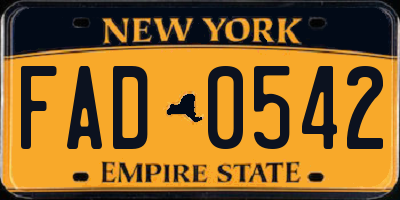 NY license plate FAD0542