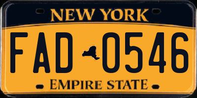 NY license plate FAD0546