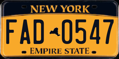 NY license plate FAD0547