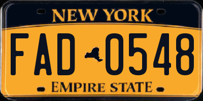 NY license plate FAD0548