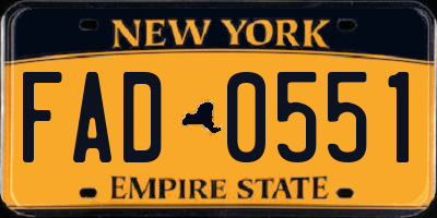 NY license plate FAD0551