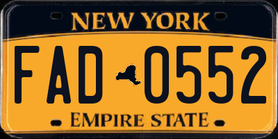 NY license plate FAD0552