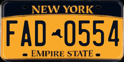 NY license plate FAD0554