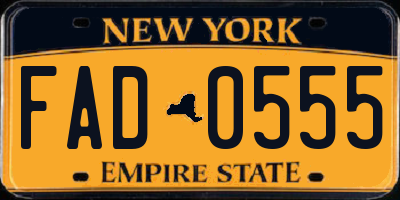 NY license plate FAD0555