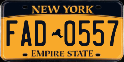 NY license plate FAD0557