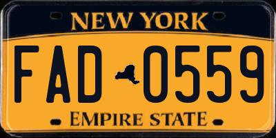 NY license plate FAD0559
