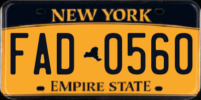 NY license plate FAD0560