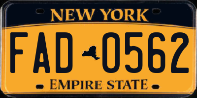 NY license plate FAD0562