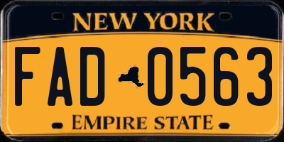 NY license plate FAD0563