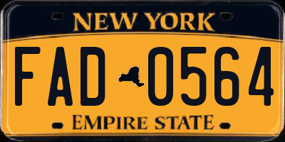 NY license plate FAD0564