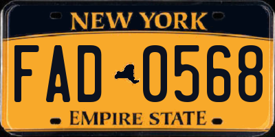 NY license plate FAD0568