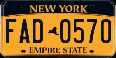 NY license plate FAD0570