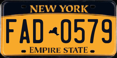 NY license plate FAD0579