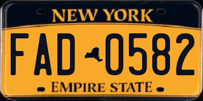 NY license plate FAD0582