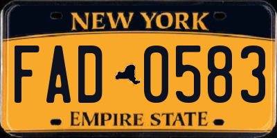 NY license plate FAD0583