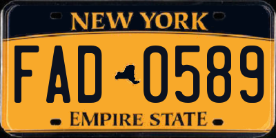 NY license plate FAD0589