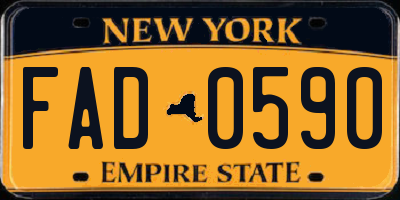 NY license plate FAD0590